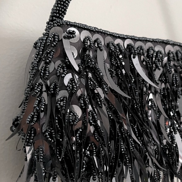 Metallic grey clutch bag 🌚 beads & sequins - Picture 4 of 12